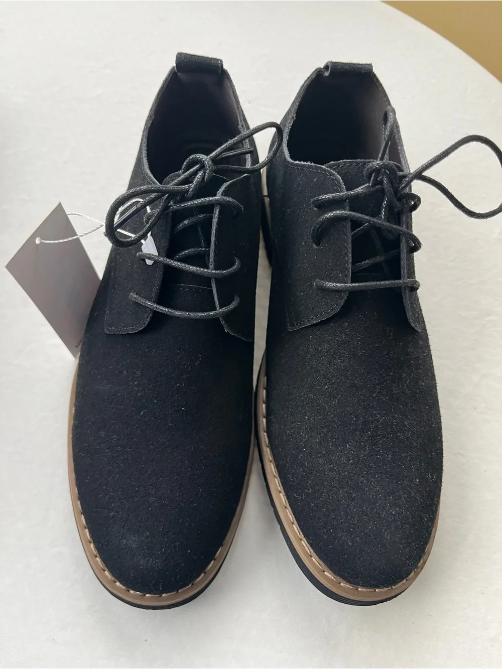 NWT Black Suede Dress Oxfords. with Contrasting Welt - Men's Lace-Up